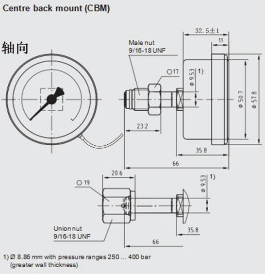 centre back mount VCR port configuration for high purity contact pressure gauge