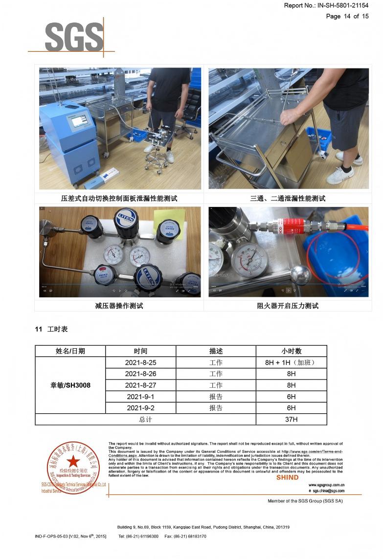 SGS third-party testing report page showing LITEN product tests
